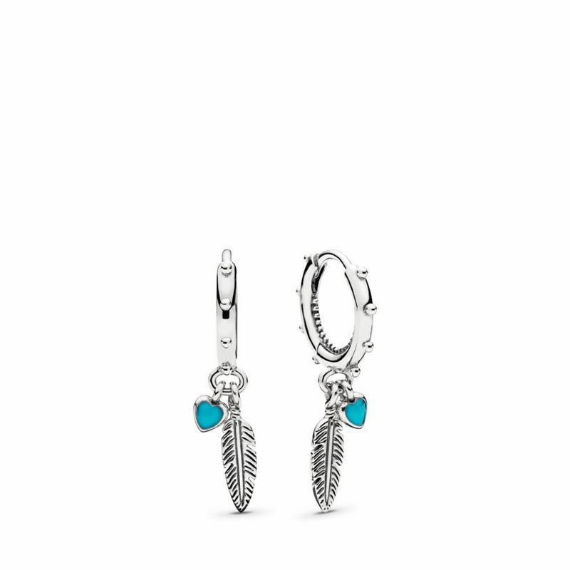 Pandora Spiritual Feathers Dangle Earrings Silver Egypt WV5269781